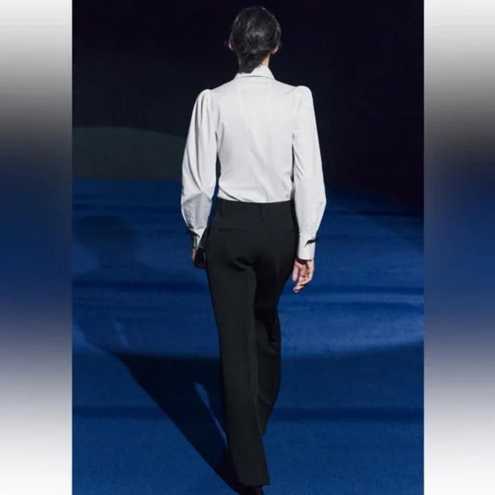 ZARA VELVET BOW SHIRT ZW COLLECTION - Picture 3 of 9